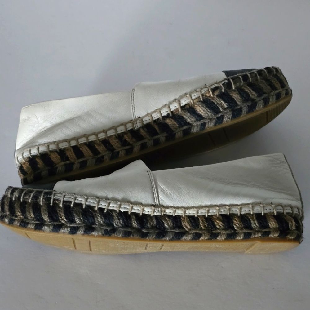 Tory Burch Leather ColorBlock Flat Espadrille Shoes Size 5 - Picture 9 of 12